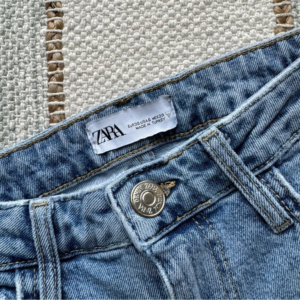 Zara Light Blue Slim Leg High Rise Cropped Jeans Women’s Size 6 - Picture 7 of 8
